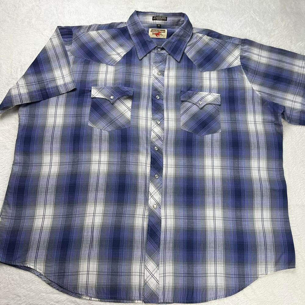 YoungBloods Vintage Pearl Snap men’s short sleeve plaid Western Wear Shirt 2XL